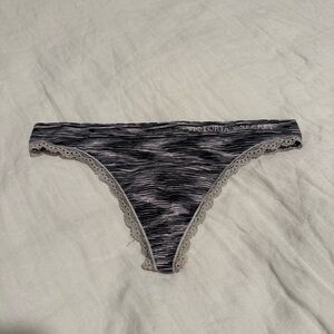Victoria's Secret Grey Marled Lace-Edge Thong